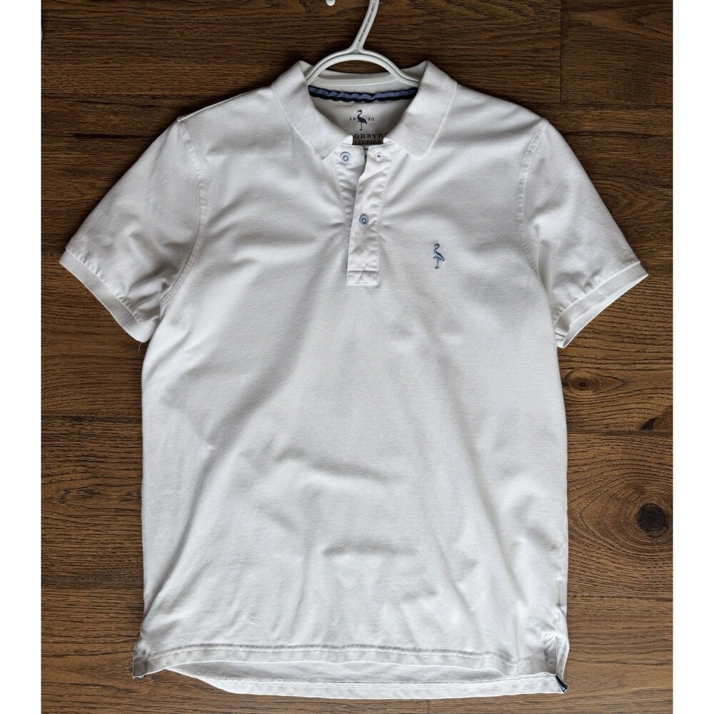 TailorByrd Collection Polo Shirt Men’s Medium White Stretch Cotton Flamingo Logo